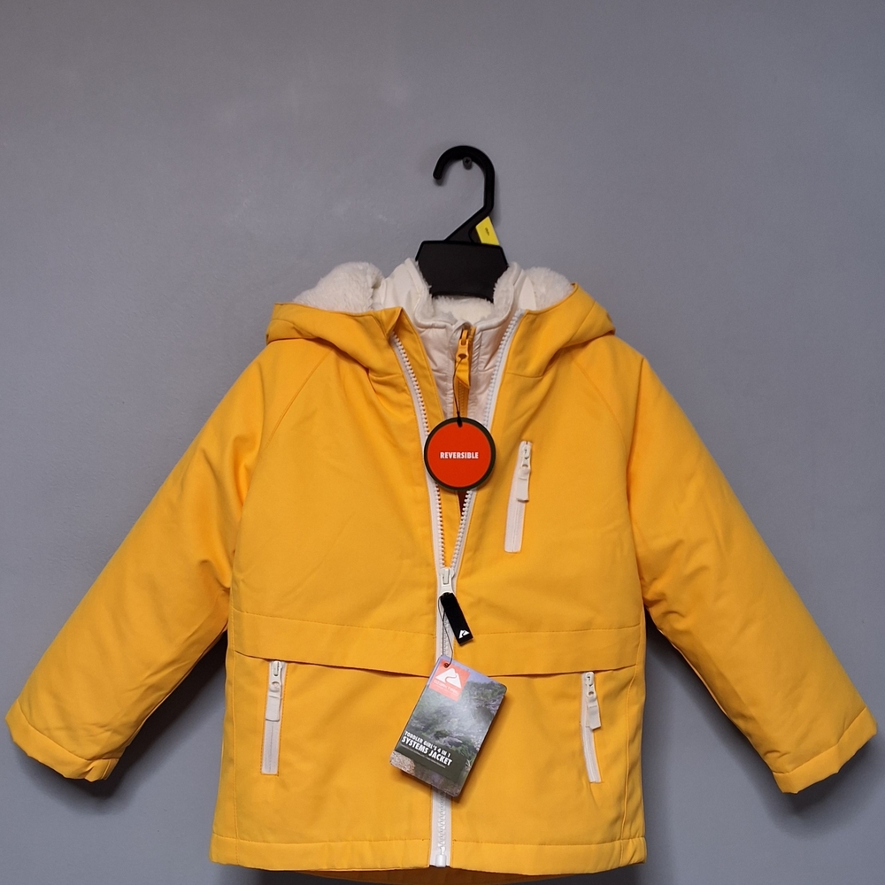 Ozark Trail Yellow Kids Hooded Reversible Jacket